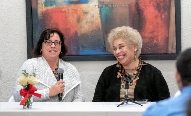 Camille deJorna speaks on a panel to encourage first-gen law students