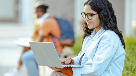 Law student using laptop