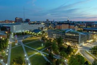 Aerial view of the University of Cincinnati campus.