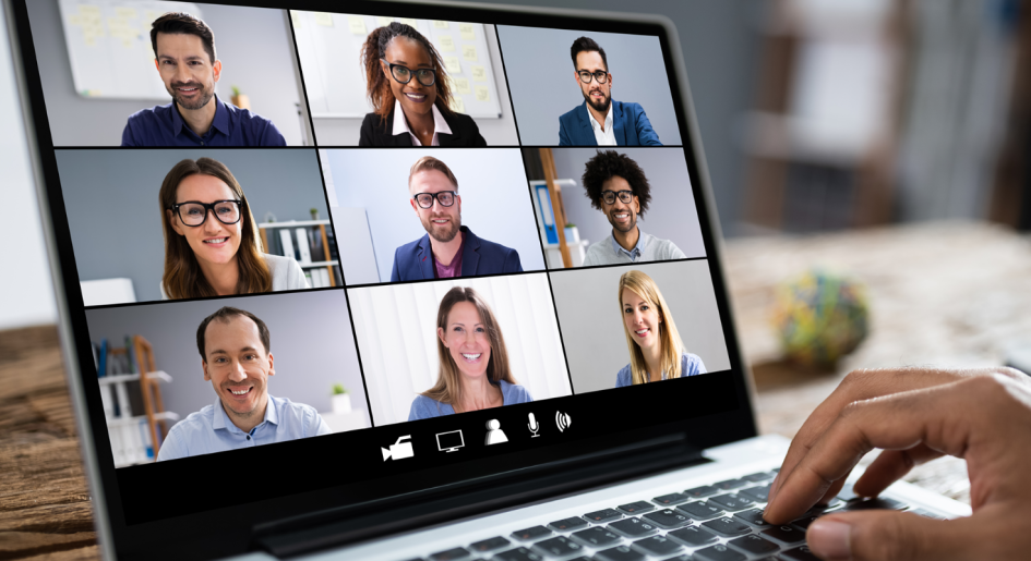 viewing webinar on a laptop