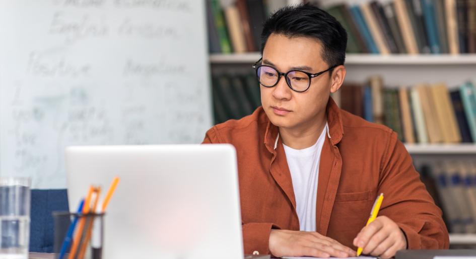 Law student at laptop