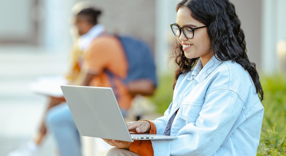 Law student using laptop