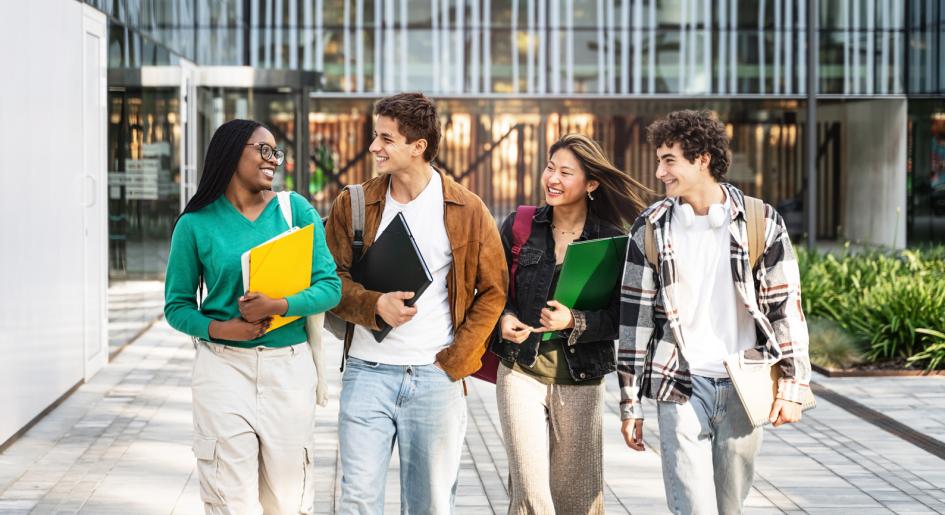 Group of law students on walkway