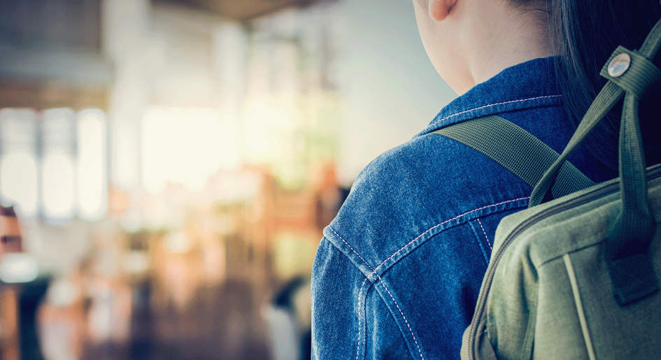 Student carrying a backpack