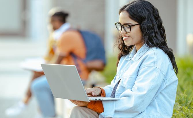 Law student using laptop